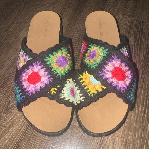 Coutgo Colorful Multicolor Crochet Women's Sandals Size 9 - Picture 2 of 6